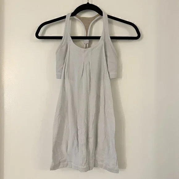 Lululemon 2 in 1 Cool Racerback Tank Silver White Size 4 - Picture 1 of 4